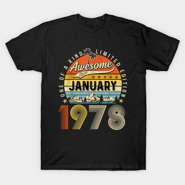 Awesome Since January 1978 Vintage 45th Birthday T-Shirt by Brodrick Arlette Store